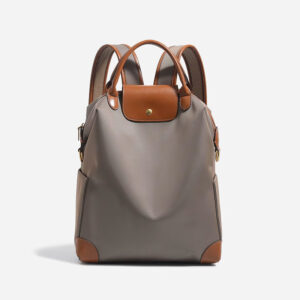 Sac A Dos Urbain Nylon Femme Compatible Trolley Modele Anne Taupe Vue Face