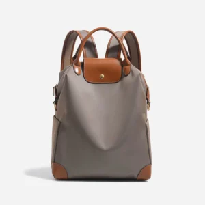 Sac A Dos Urbain Nylon Femme Compatible Trolley Modele Anne Taupe Vue Face