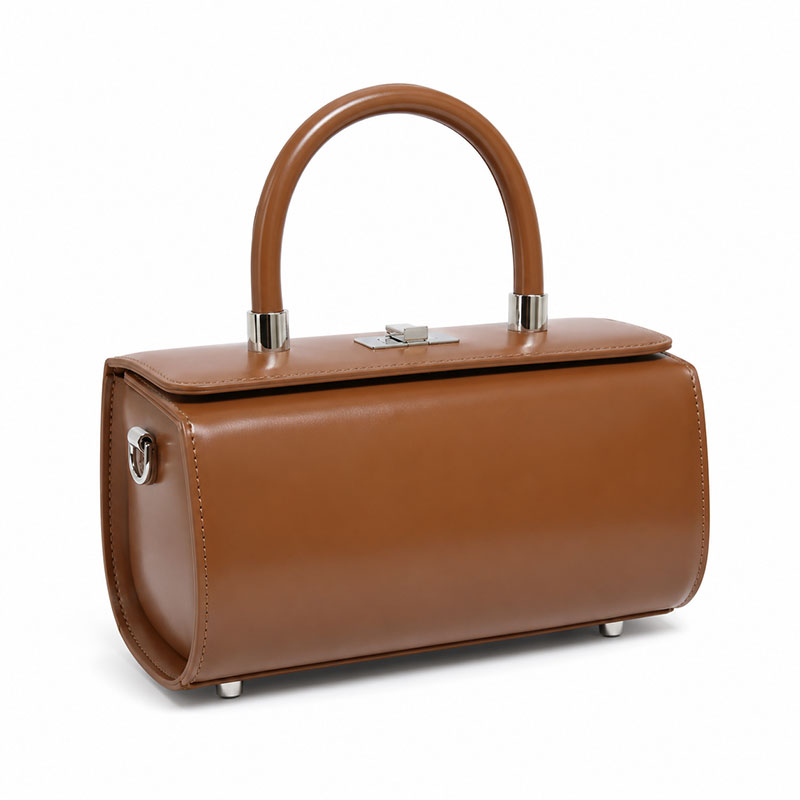 Sac A Main Bandouliere Mini Malle Margot Marron Vue Biais
