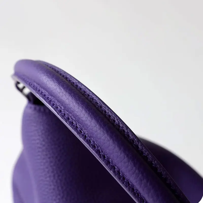 Sac A Main Cuir Demi Lune Modele Pauline Anses Surpiquees