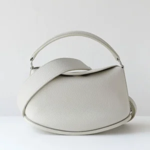 Sac A Main Cuir Demi Lune Modele Pauline Blanc
