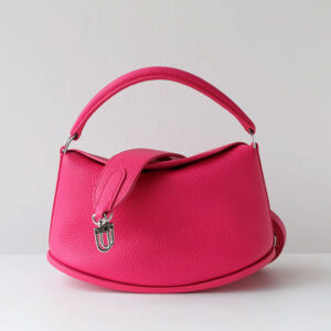 Sac A Main Cuir Demi Lune Modele Pauline Fushia