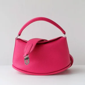 Sac A Main Cuir Demi Lune Modele Pauline Fushia