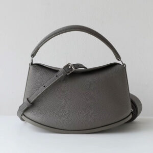 Sac A Main Cuir Demi Lune Modele Pauline Gris