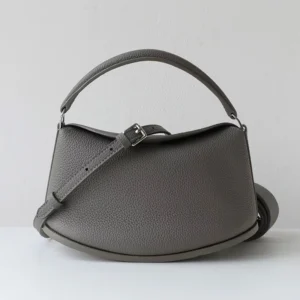 Sac A Main Cuir Demi Lune Modele Pauline Gris