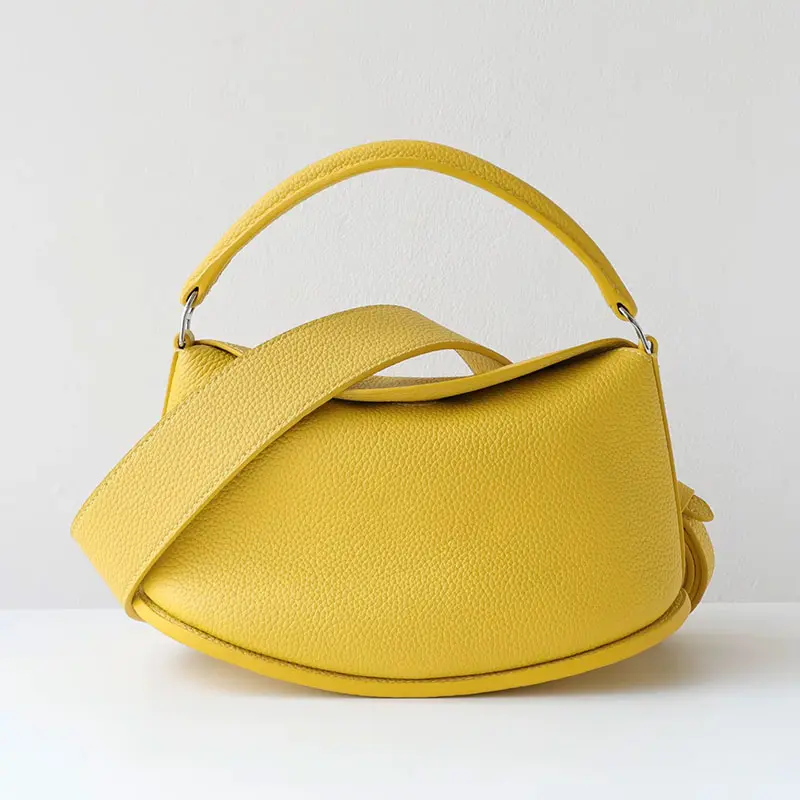 Sac A Main Cuir Demi Lune Modele Pauline Jaune