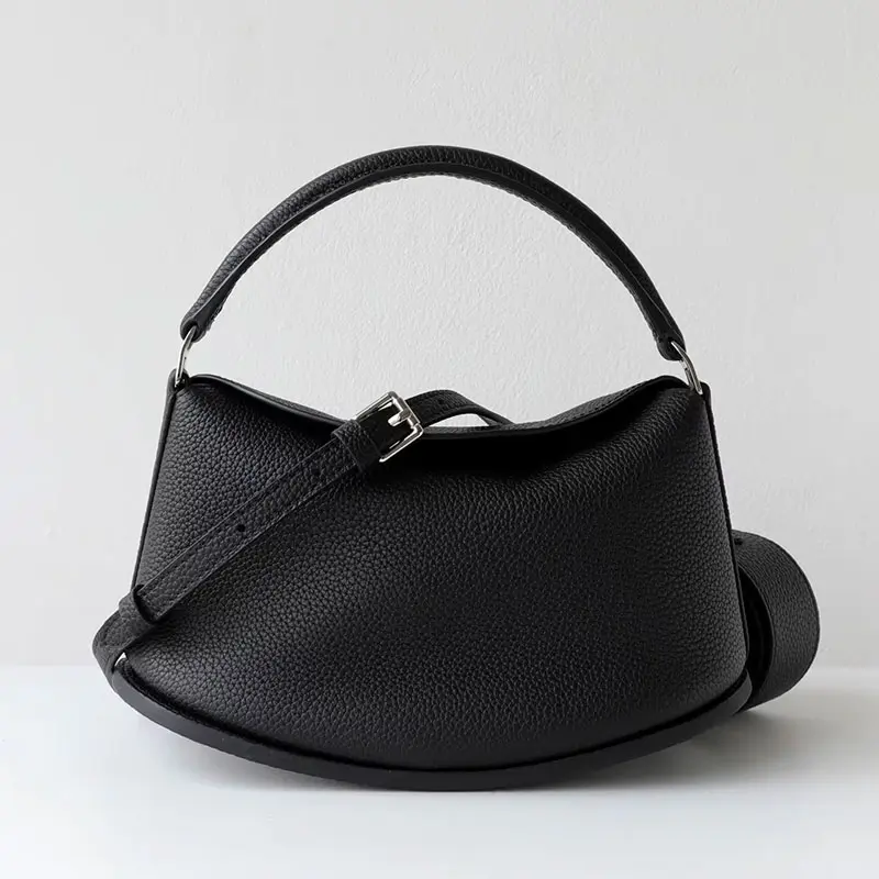 Sac A Main Cuir Demi Lune Modele Pauline Noir