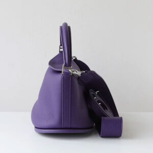 Sac A Main Cuir Demi Lune Modele Pauline Violet Vue Laterale