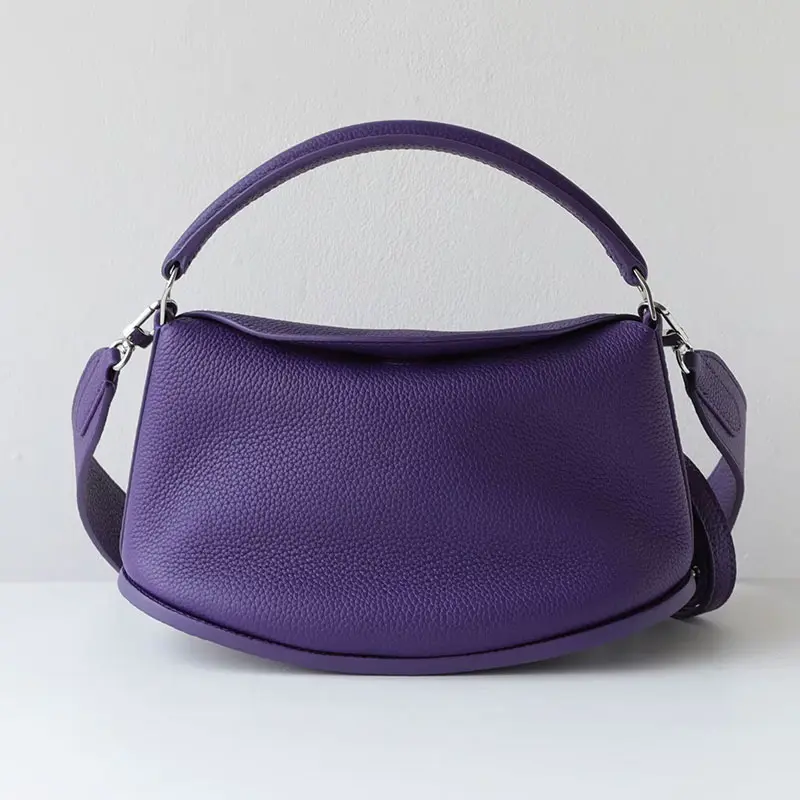 Sac A Main Cuir Demi Lune Modele Pauline Violet