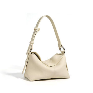 Sac Bandouliere Hobo Cuir Rabat Modele Kiara Blanc Creme