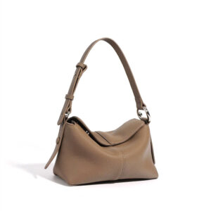 Sac Bandouliere Hobo Cuir Rabat Modele Kiara Gris Taupe