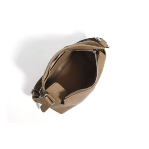 Sac Bandouliere Hobo Cuir Rabat Modele Kiara Gris Taupe Compartiments