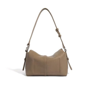 Sac Bandouliere Hobo Cuir Rabat Modele Kiara Vue Arriere Gris Taupe