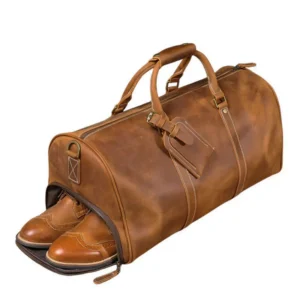 Sac De Voyage Cuir Crazy Horse Poche Chaussures Modele James