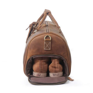 Sac De Voyage Cuir Crazy Horse Poche Chaussures Modele James Compartiment Chaussures