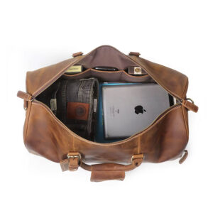 Sac De Voyage Cuir Crazy Horse Poche Chaussures Modele James Format Week End