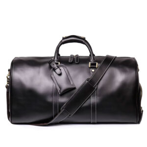 Sac De Voyage Cuir Crazy Horse Poche Chaussures Modele James Noir