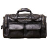 Sac De Voyage Cuir Vachette Vintage Modele Owen Noir Vue Face Fond Blanc