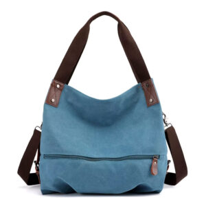 Sac Hobo Toile Canvas Multi Poches Modele Nora Bleu