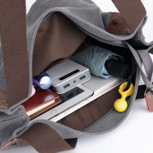Sac Hobo Toile Canvas Multi Poches Modele Nora Grande Capacite Rangement