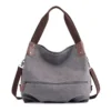 Sac Hobo Toile Canvas Multi Poches Modele Nora Gris