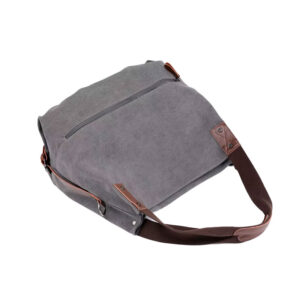 Sac Hobo Toile Canvas Multi Poches Modele Nora Gris Vue Haut