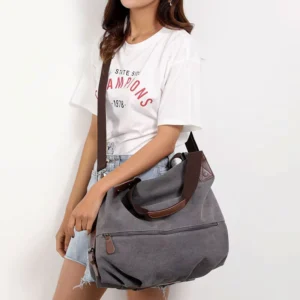 Sac Hobo Toile Canvas Multi Poches Modele Nora Port Croise