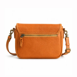 Petit Sac Bandouliere Vintage Cuir Vachette Charlotte Camel Vue Arriere