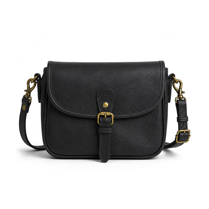 Petit Sac Bandouliere Vintage Cuir Vachette Charlotte Noir