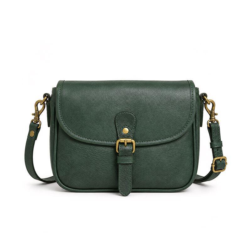 Petit Sac Bandouliere Vintage Cuir Vachette Charlotte Vert