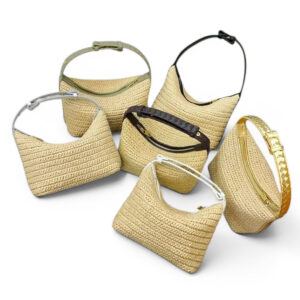 Petit Sac Hobo Raphia Tresse Anse Cuir Wilma 6 Couleurs