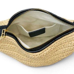 Petit Sac Hobo Raphia Tresse Anse Cuir Wilma Doublure Coton Epais