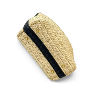 Petit Sac Hobo Raphia Tresse Anse Cuir Wilma Noir Vue Dessous