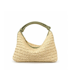 Petit Sac Hobo Raphia Tresse Anse Cuir Wilma Vert