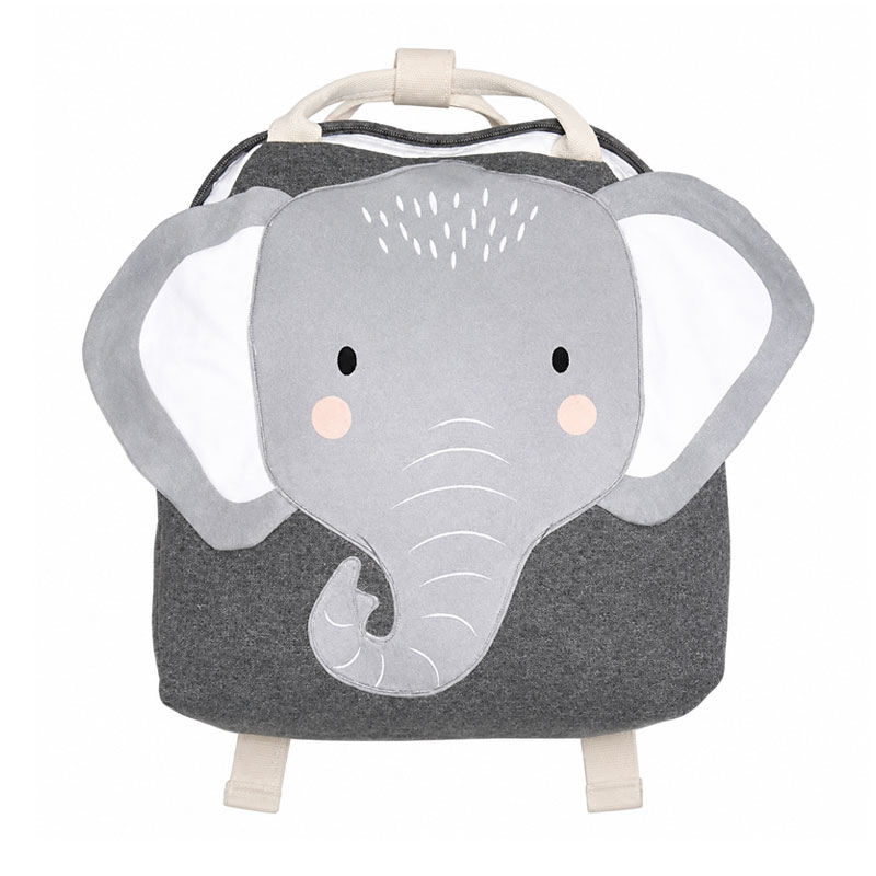 Sac A Dos Enfant Coton Sacha Elephant Gris