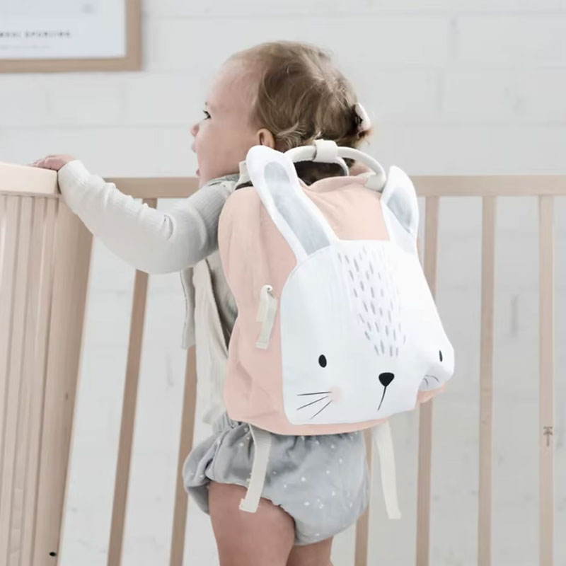 Sac A Dos Enfant Coton Sacha Fille Lapin Rose