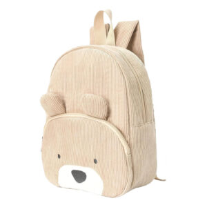 Sac A Dos Enfant Velours Rox Ours Beige Vue Biais