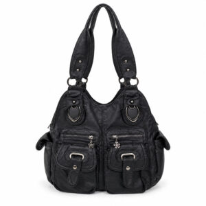 Sac Besace Cours Multi Poches Grunge Noir