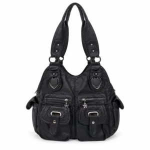 Sac Besace Cours Multi Poches Grunge Noir