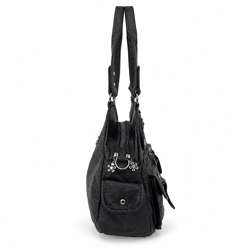Sac Besace Cours Multi Poches Grunge Vue Laterale