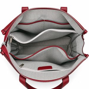 Porte Documents Femme Cabas Cuir Bordeaux Vue Interieure