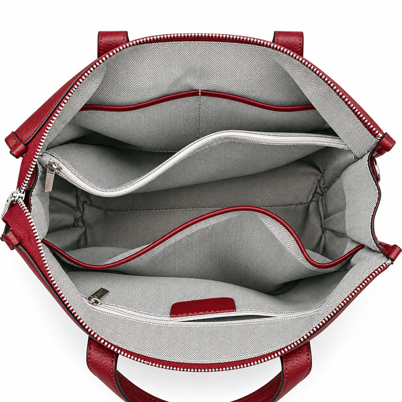 Porte Documents Femme Cabas Cuir Bordeaux Vue Interieure