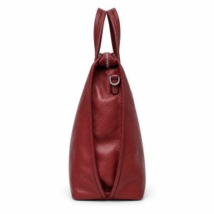 Porte Documents Femme Cabas Cuir Bordeaux Vue Profil