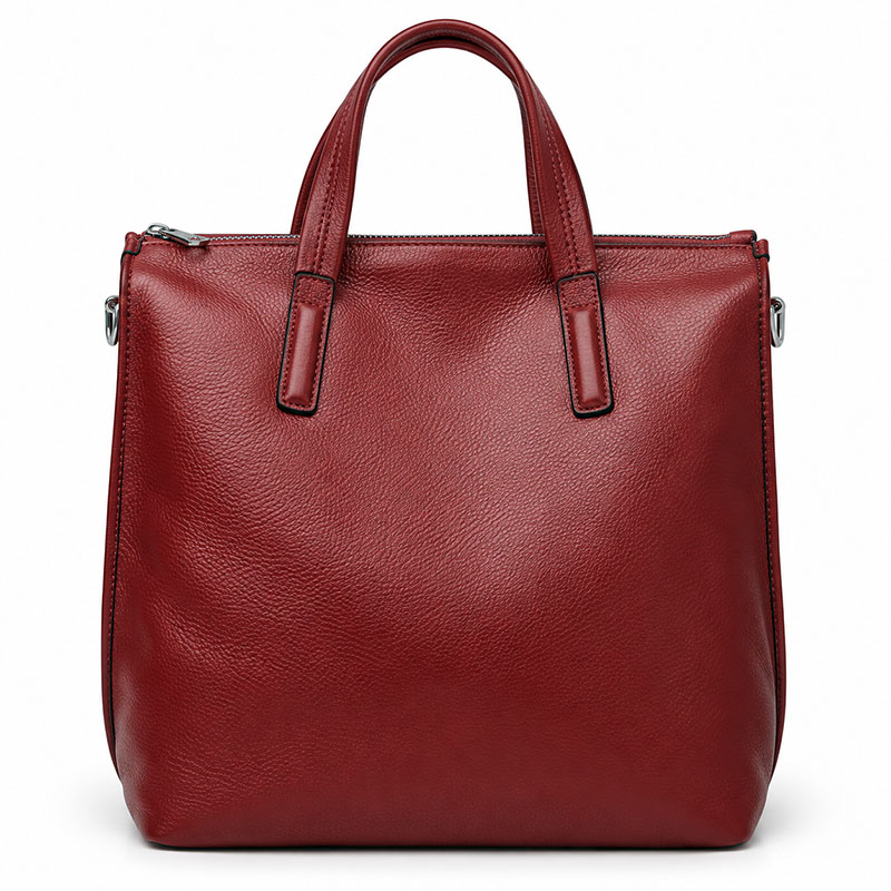 Porte Documents Femme Cabas Cuir Bordeaux