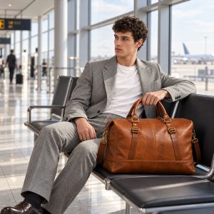 Sac Voyage Weekend Cuir Brad Marron Elegant