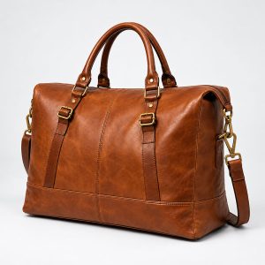 Sac Voyage Weekend Cuir Brad Marron Vue Biais
