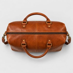 Sac Voyage Weekend Cuir Brad Marron Vue Dessus