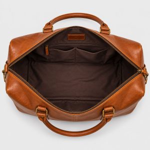 Sac Voyage Weekend Cuir Brad Marron Vue Interieure