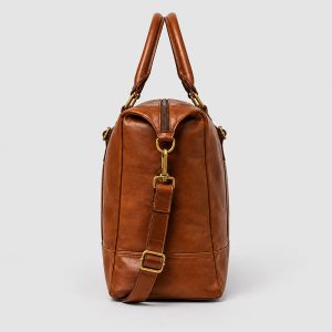 Sac Voyage Weekend Cuir Brad Marron Vue Profil