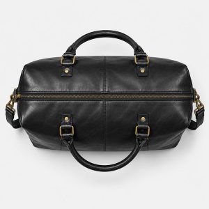 Sac Voyage Weekend Cuir Brad Noir Vue Dessus